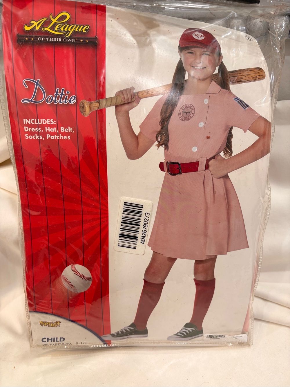 New Spirit Halloween Kids Dottie A League of Their Own Costume Size Medium 8-10